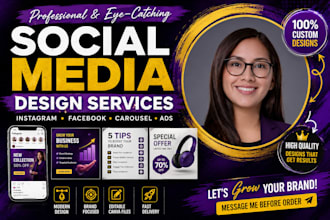 design social media posts, carousel posts and social media ads