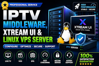 configure iptv middleware, xtream UI and linux vps server