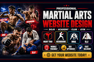 design martial arts website, muay thai kickboxing and MMA bjj dojo academy club