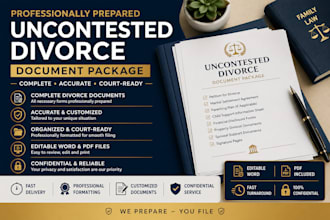 prepare a complete uncontested divorce document package