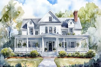 paint watercolor house portrait