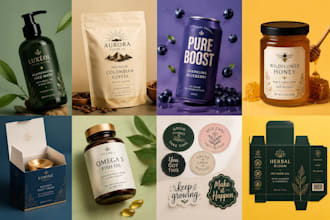 design product label, sticker, sleeve packaging, beverage bottle label design