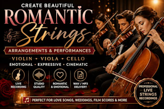 compose and record cinematic romantic string arrangements for your song
