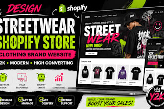 design streetwear website clothing brand website shopify y2k clothing store