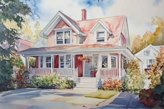 do watercolor house painting