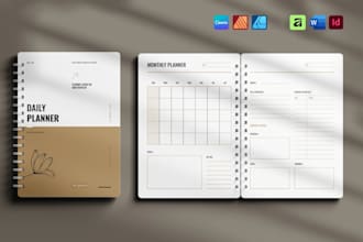 design printable planner, journal, tracker and editable canva template for etsy