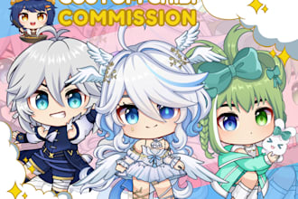 draw cute custom chibi character art for you