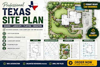 design texas site plan grading landscape plan planting and irrigation layout