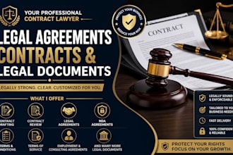 be your contract lawyer for legal agreement, contract, terms and conditions, nda
