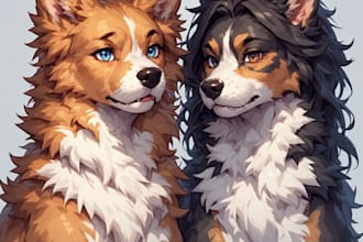 custom pet portrait, two pet portrait, watercolor portrait