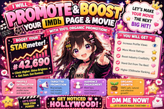 promote and boost your imdb page, movie with organic promotion