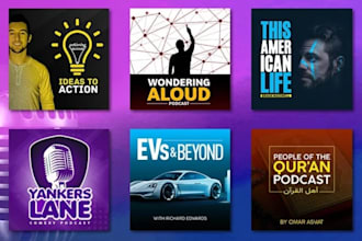 design illustrated podcast cover art and logo