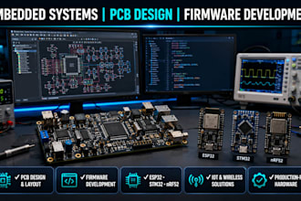 design embedded systems, pcb layout, firmware, and iot products for esp32, stm32