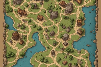 illustrate a detailed fantasy map in 4k for your rpg, book,