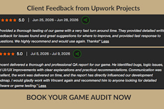playtest and QA test your indie or pixel style game