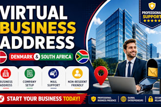 do virtual business address for company registration in denmark and south africa