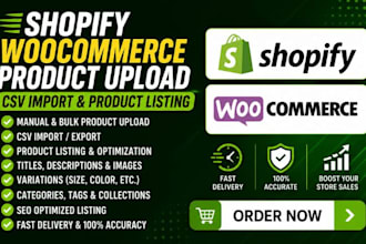 do shopify woocommerce product upload, CSV import and product listing