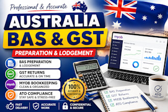 prepare and lodge australia bas, gst returns, myob bookkeeping and ato report