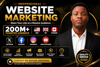 promote website with shoutout to 200m USA UK ca twitter fb ig yt audience