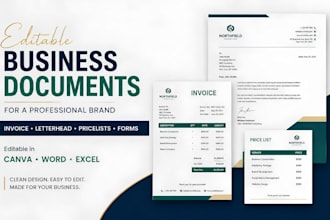 do editable canva invoice templates, letterhead, pricelists and business forms