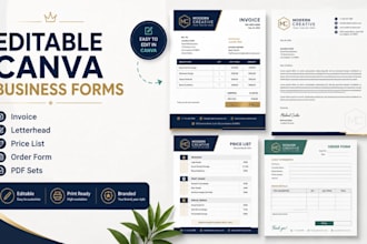 do editable canva invoice templates, letterhead, pricelists and business forms