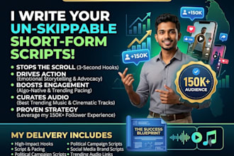 write trending tiktok and reels scripts for brands and politics