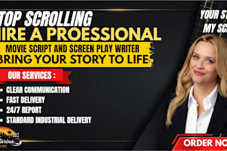 write movie scripts, screenplays, TV series episodes, and pilot script