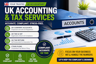 be UK accountant for UK company accounts, UK tax, vat, UK tax return, ct600