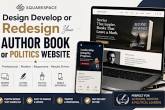 design devoper or redesign your author book or politics website squarespace