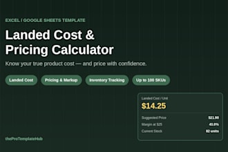 create an excel cost and pricing calculator for importers and resellers