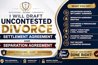 draft uncontested divorce settlement agreement and separation agreement
