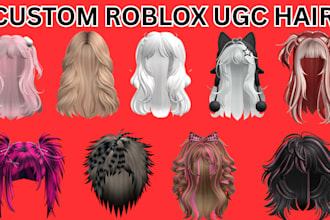 create roblox ugc hair, hairstyle, 3d hair model and roblox accessories, chain