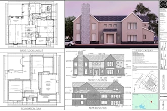 be your architect draftsman for house plans autocad 2d floor plan