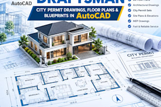 architect, draftsman of city permit drawings, floor plans, blueprints in autocad