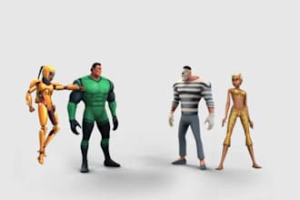 do 3d character modeling, rigging, animation 3d game character printing, vtuber