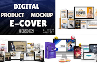design ecover and online course bundle, digital product mockup ebook cover