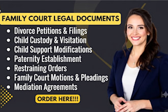 draft child custody agreements, parenting plans, and child support documents