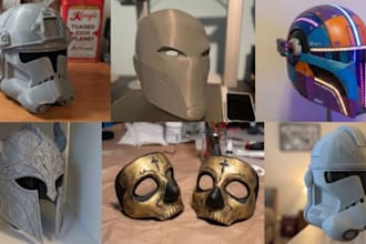 3d print and paint 3d mask, 3d helmet, wearable armor 3d cosplay props with ship
