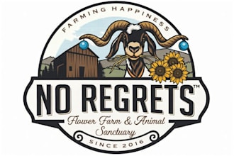 do make no regrets flower farm animal sanctuary mascot logo