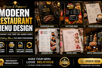 design a professional restaurant and cafe menu