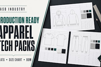 create production ready apparel tech packs for clothing manufacturing