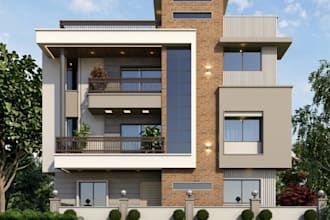 create realistic 3d house elevation design