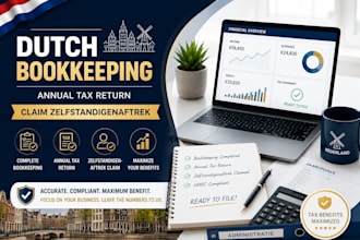 prepare your dutch bookkeeping annual tax return  and claim zelfstandigenaftrek