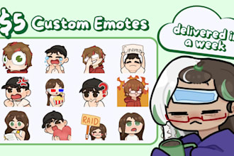 draw cute emotes for twitch, youtube, discord, and vtubers