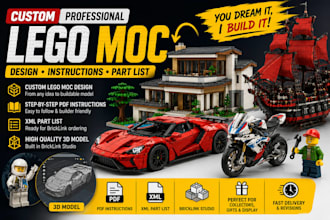 design custom 3d lego model lego set toys manual instructions 3d lego car ship