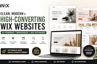 build clean wix website with ai, ecommerce, bookings, SEO and responsive design