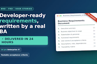 write your brd, frd and user stories in 24 hours