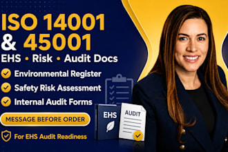 prepare iso 14001, 45001 ehs documents, risk assessment and audit forms