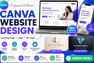 design a modern canva website, landing page design and 3d logo and portfolio