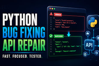 fix python bugs and repair API integrations in your application